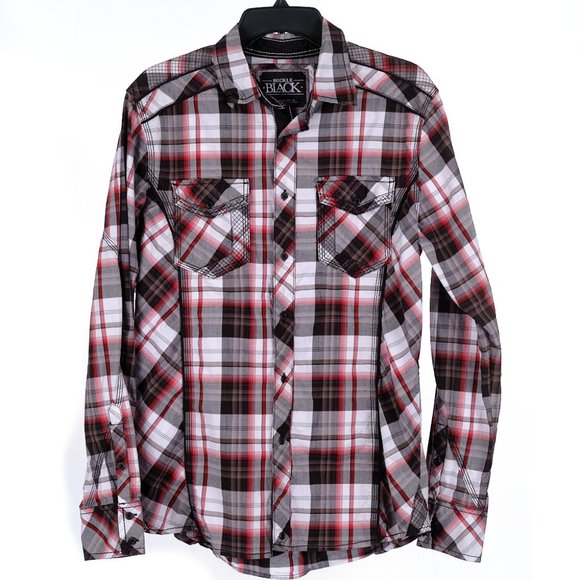 Buckle Black Men's Standard Fit Button Front Medium - Picture 1 of 6